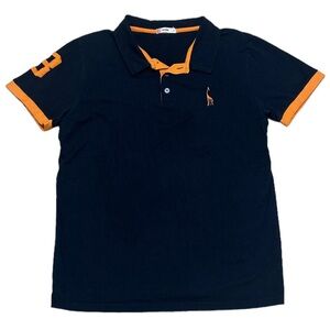 (SOLD) H2H Polo Shirt Men’s Large Black Orange Giraffe Logo Casual Preppy